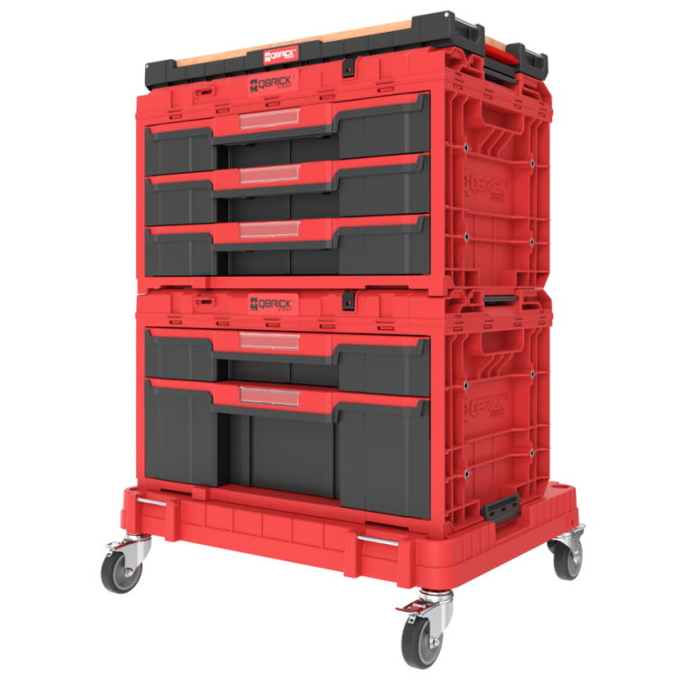 Zestaw skrzyń narzędziowych Qbrick System ONE Red Workshop Drawers Set 5