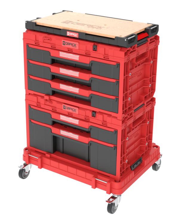 Zestaw skrzyń narzędziowych Qbrick System ONE Red Workshop Drawers Set 5