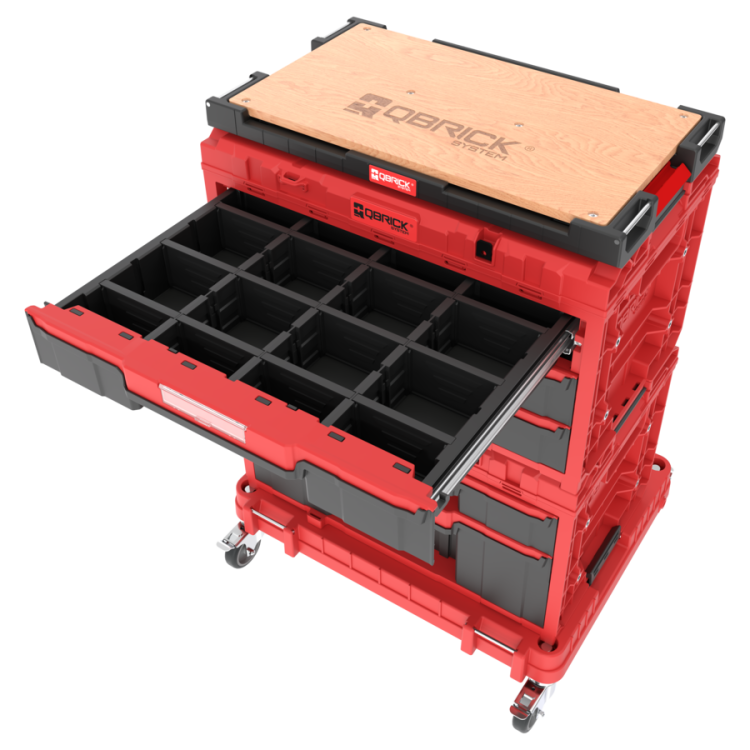 Zestaw skrzyń narzędziowych Qbrick System ONE Red Workshop Drawers Set 5