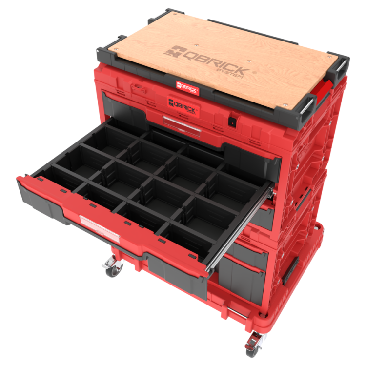 Zestaw skrzyń narzędziowych Qbrick System ONE Red Workshop Drawers Set 5