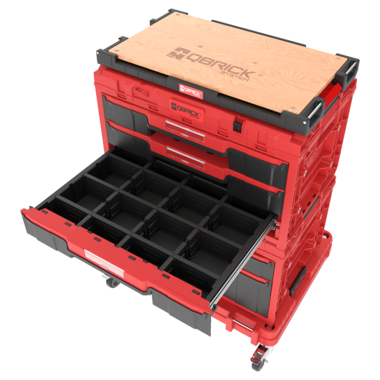 Zestaw skrzyń narzędziowych Qbrick System ONE Red Workshop Drawers Set 5