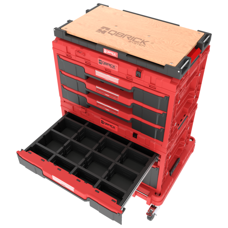 Zestaw skrzyń narzędziowych Qbrick System ONE Red Workshop Drawers Set 5