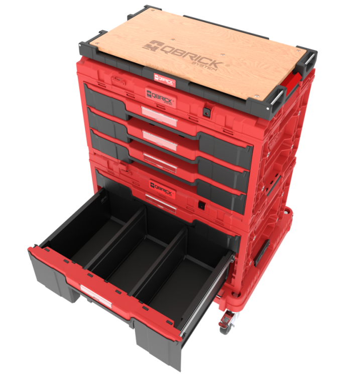 Zestaw skrzyń narzędziowych Qbrick System ONE Red Workshop Drawers Set 5