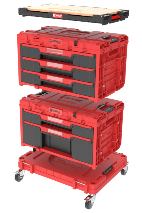 Zestaw skrzyń narzędziowych Qbrick System ONE Red Workshop Drawers Set 5